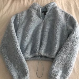 Baby blue teddy crop